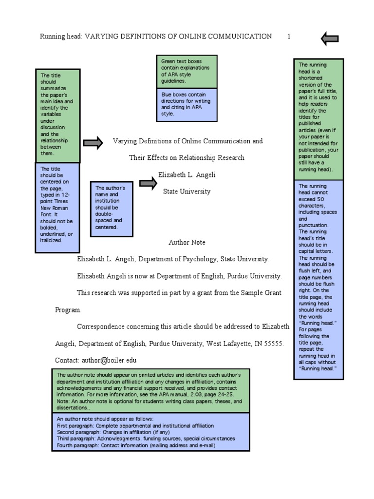 Sample APA Paper Purdue OWL PDF Computer Mediated Communication Intimate Relationships