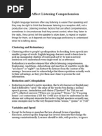 Factors That Affect Listening Comprehension