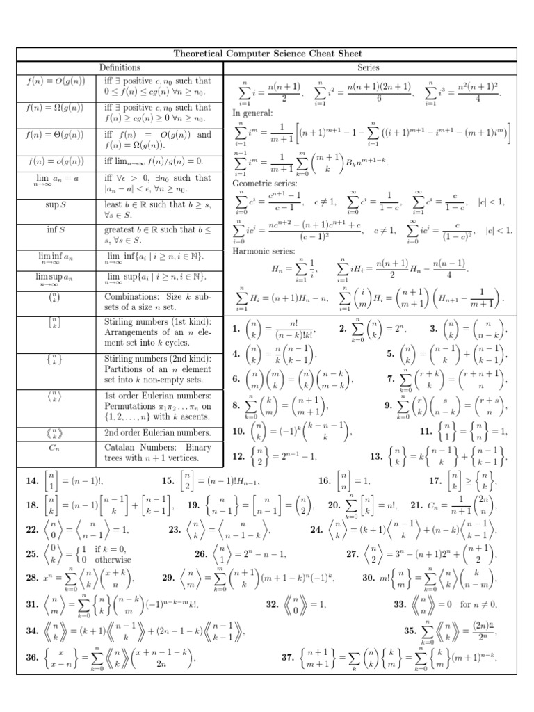 Theoretical Computer Science Cheat Sheet | PDF | Teaching Methods ...