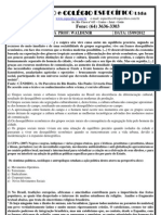 Lista de Exercicios Sociologia - Semi Mat 2 e 3 Ano - Cultura e Sociologia No Brasil