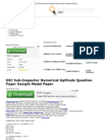 SSC Sub-Inspector Numerical Aptitude Question Paper Sample Model Paper