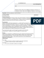 Lesson Planning Sheet Title: Substituting Values Into Expressions Learning Objectives