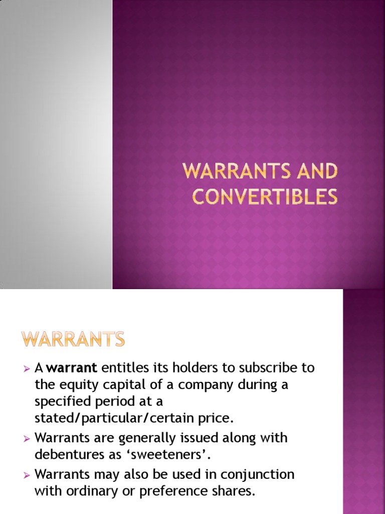 Warrants and Convertibles. PDF Warrant (Finance) Convertible Bond