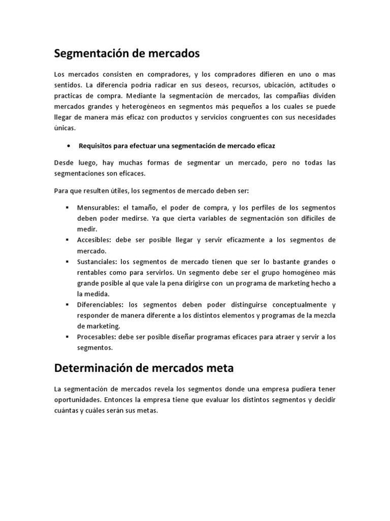 Estrategias de Segmentación de Mercados | PDF | Producto (Negocio ...
