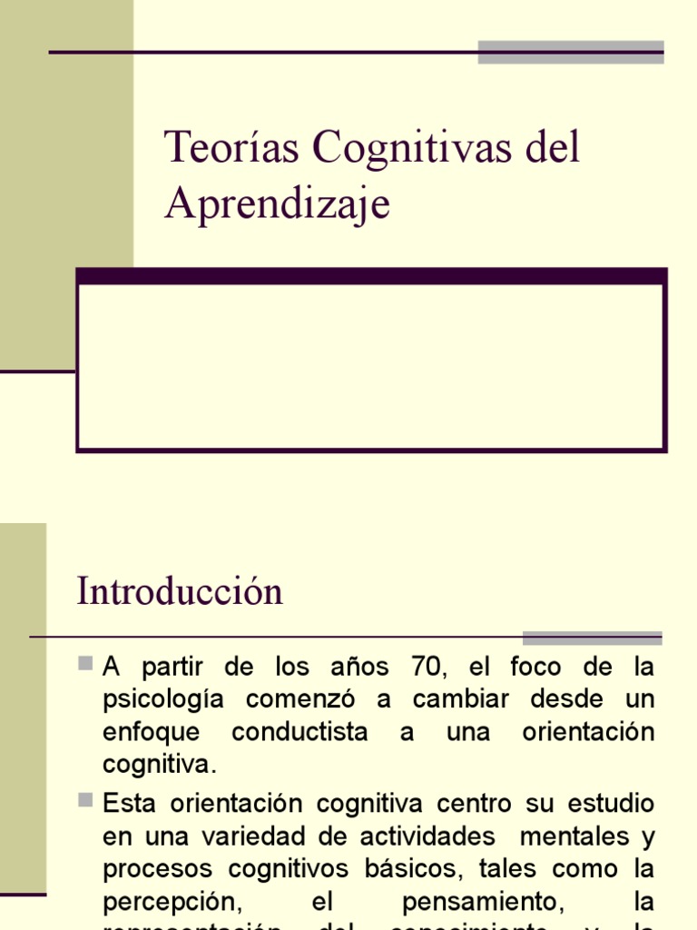 Teorías Cognitivas del Aprendizaje | PDF | Psicología cognitiva ...
