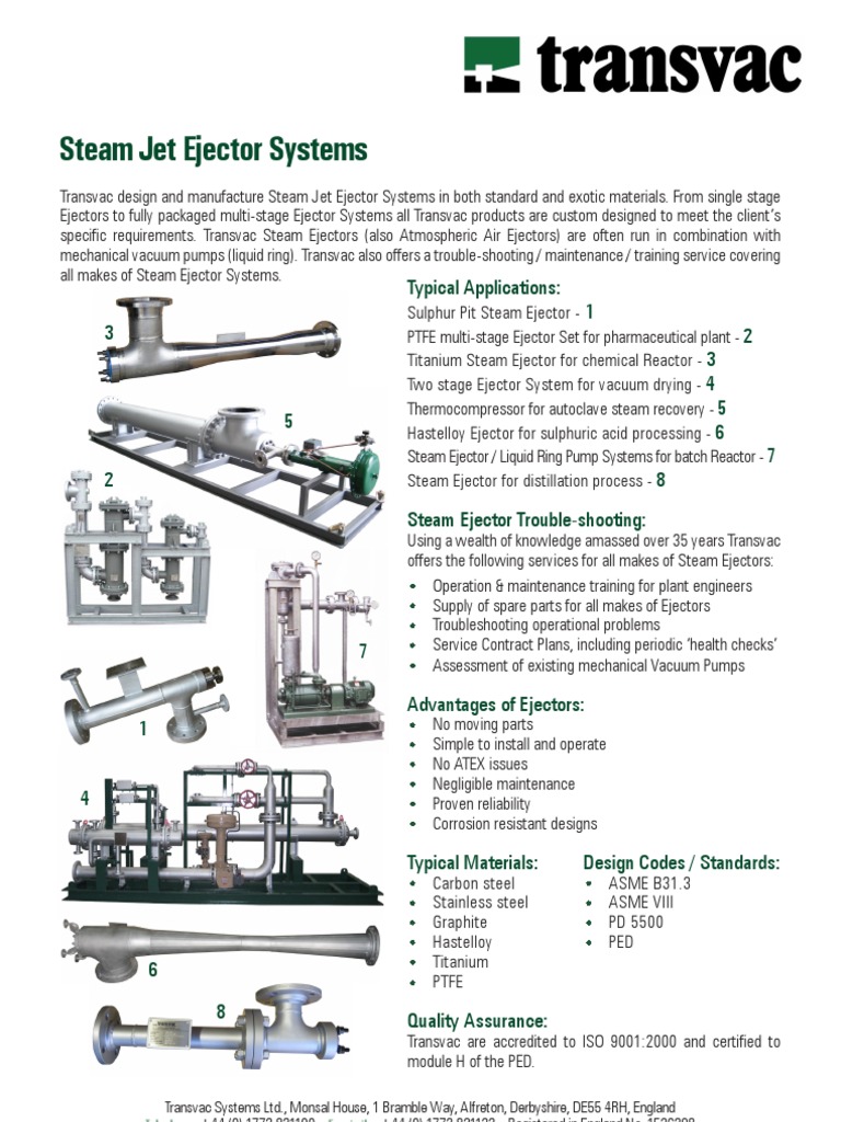 Steam Jet Ejector Systems