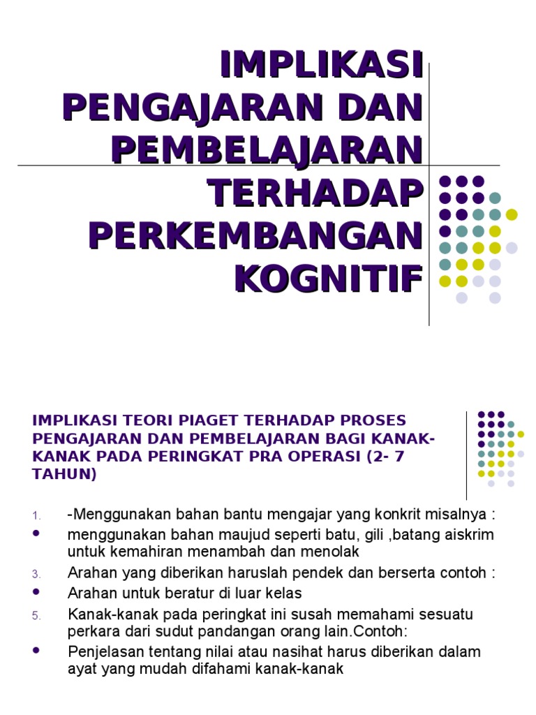 Implikasi Pengajaran Dan Pembelajaran Terhadap An Kognitif Pdf