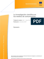 La investigación científica en medios de comunicación