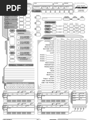 Star Wars Rpg Saga Edition Custom Character Sheet Pdf Leisure Sports
