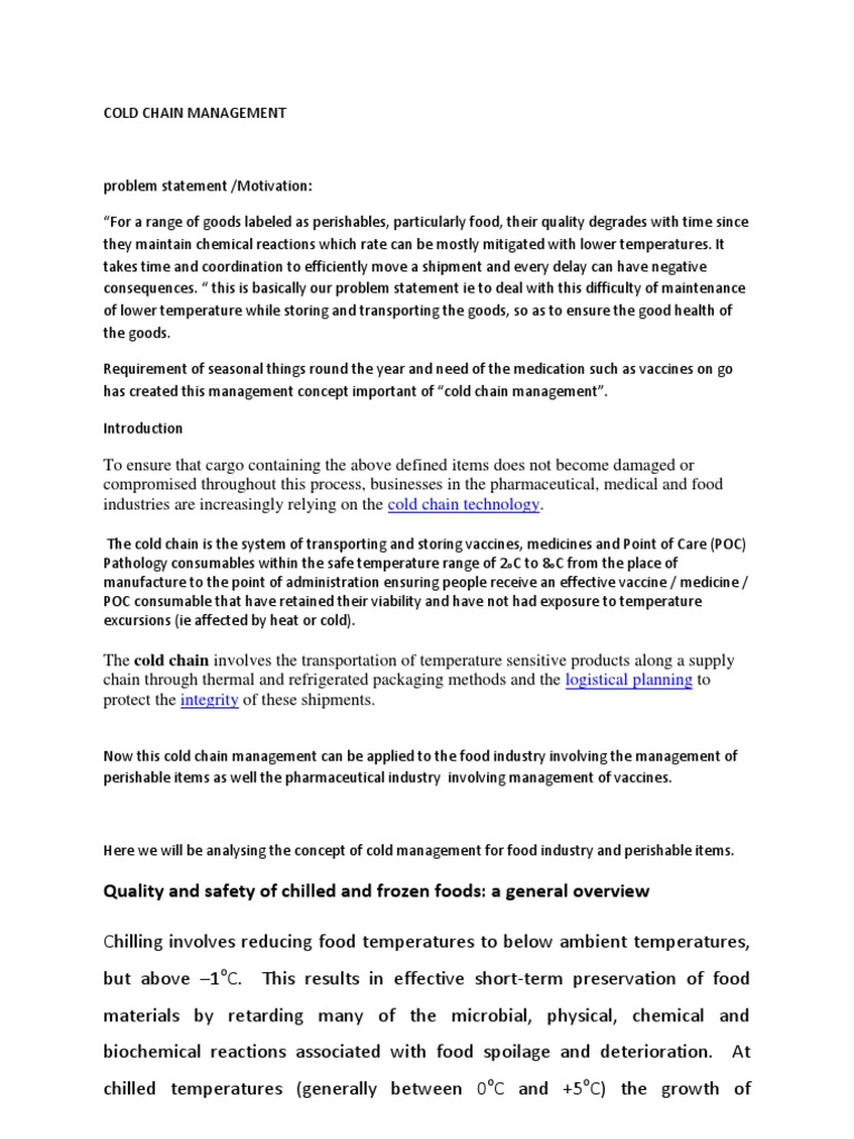 Cold Chain Management Ideas | PDF | Hazard Analysis And Critical ...