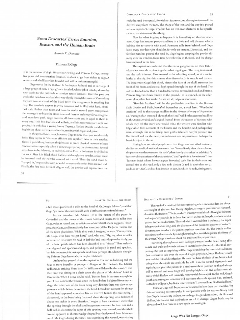 Descartes error emotion reason and the human brain pdf brain