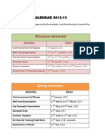 Academic Calendar 2012-13