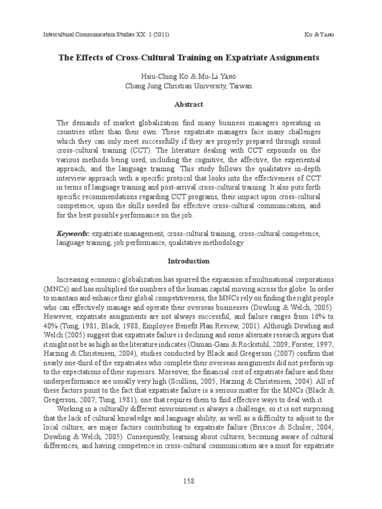 Impact of Cross-Cultural Training on Expatriates | PDF | Cross Cultural ...