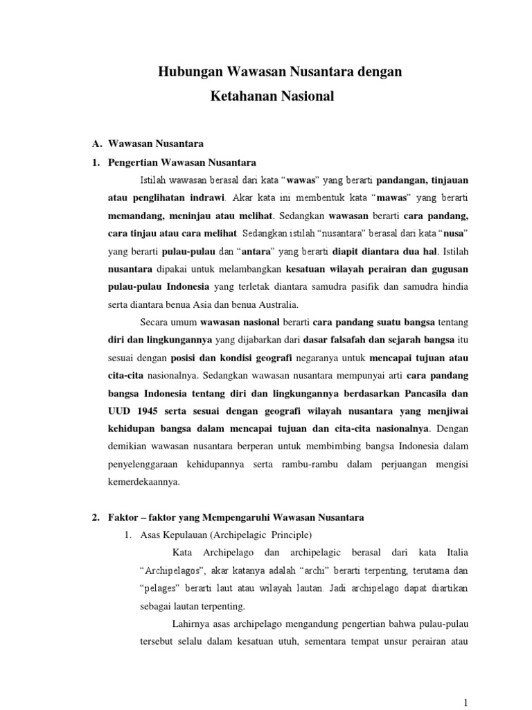 Hubungan Wawasan Nusantara Dengan Ketahanan Nasional