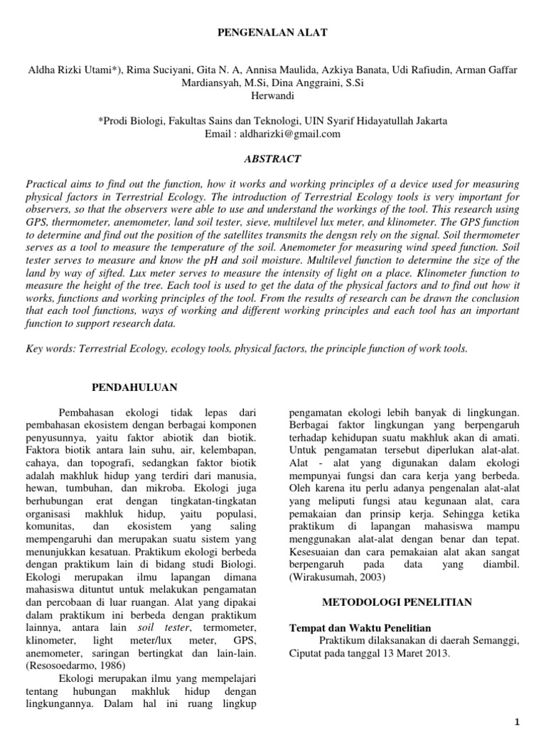 Jurnal Pengenalan Alat Laboratorium Kimia Dasar Berbagai