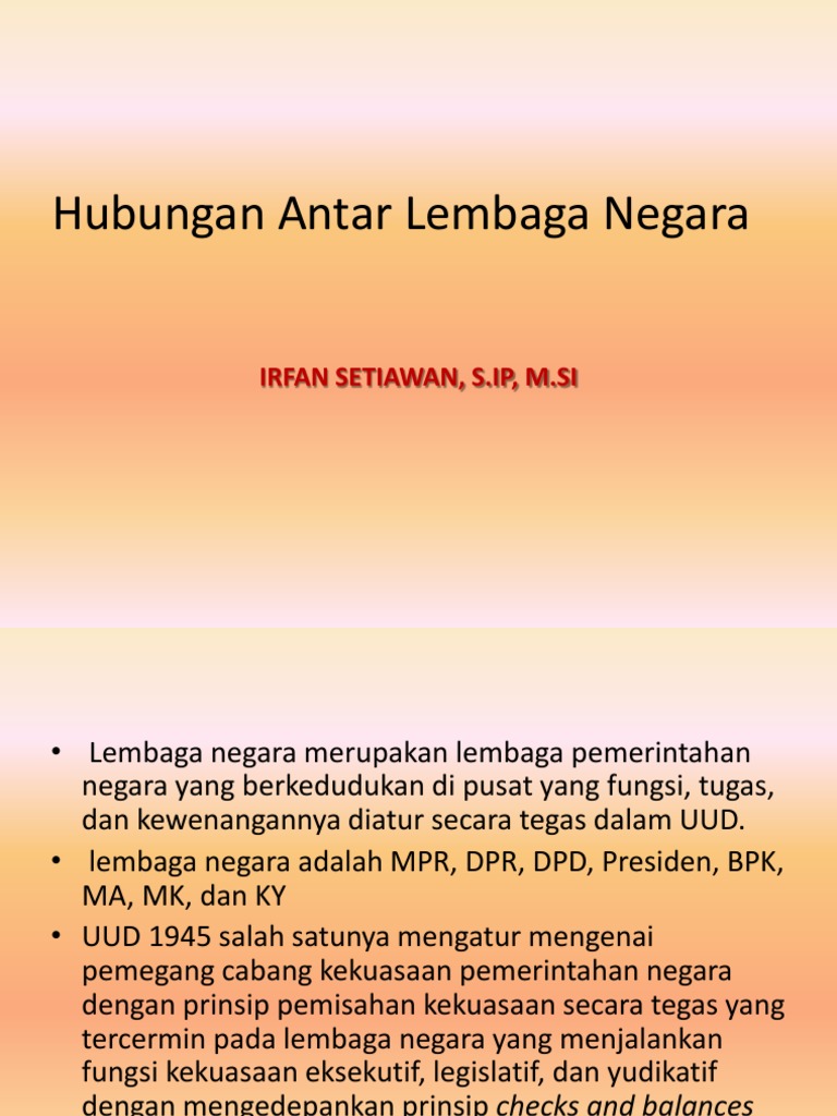 Hubungan Antar Lembaga Negara
