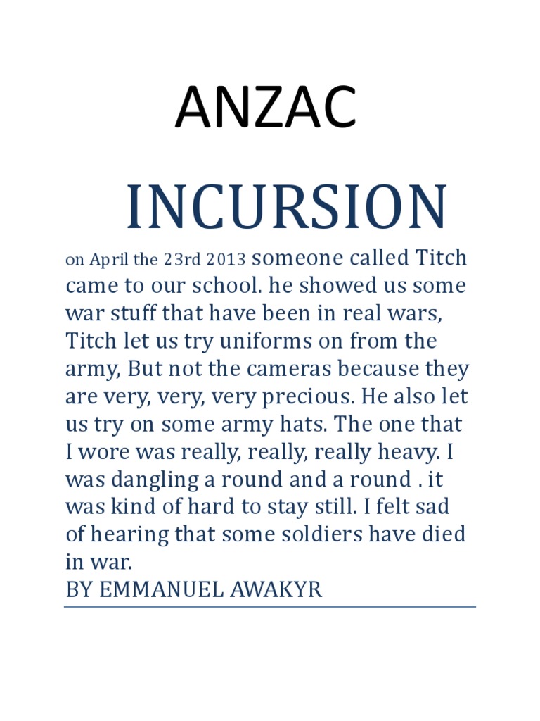 ANZAC Incursion - Emmanuel | PDF
