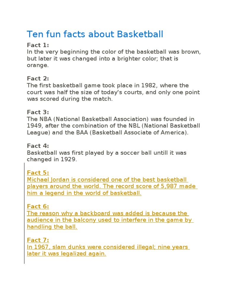 Basketball Facts | PDF | Team Sports | Ball Games