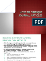 How to Critique Journal Articles