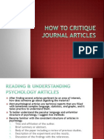 How To Critique Journal Articles
