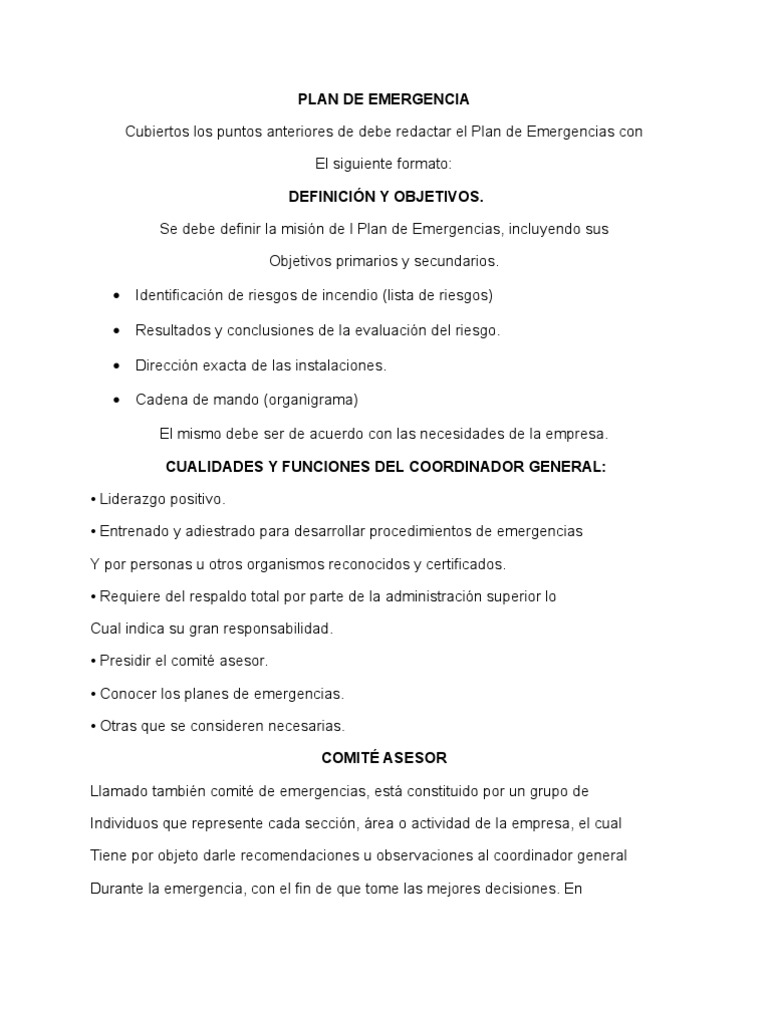 Plan de Emergencia y Brigadas de Incendio | PDF | Carbón | Naturaleza