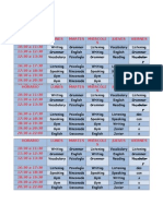 Horario Lunes Martes Miércole S Jueves Viernes