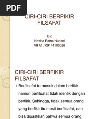 Ciri Ciri Berpikir Filsafat