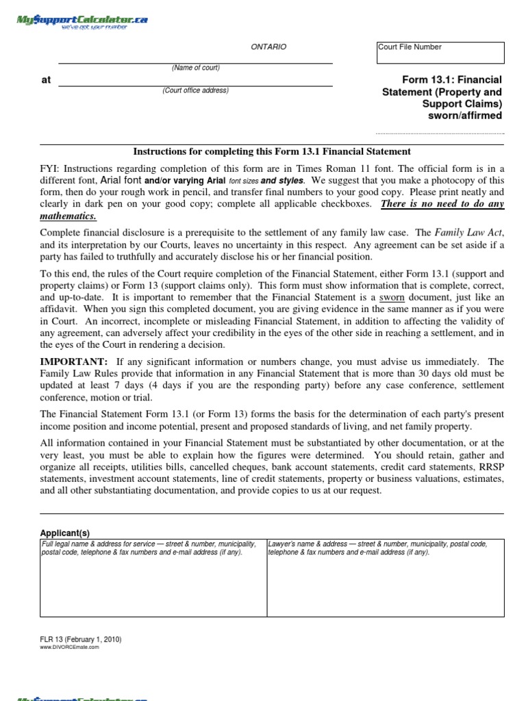 Form 13.1 Financial Statement Guide | PDF | Valuation (Finance ...