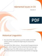 Fundamental Issues in CA Session 2: Historical Linguistics and Comparative Linguistics