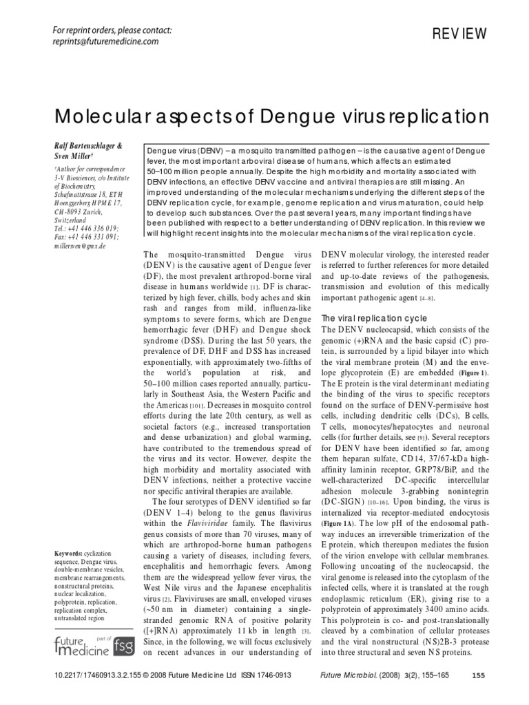 Molecular Aspects of Dengue Virus Replication: Review | PDF | Virus ...