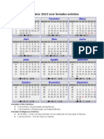 Novo Calendario de 2013