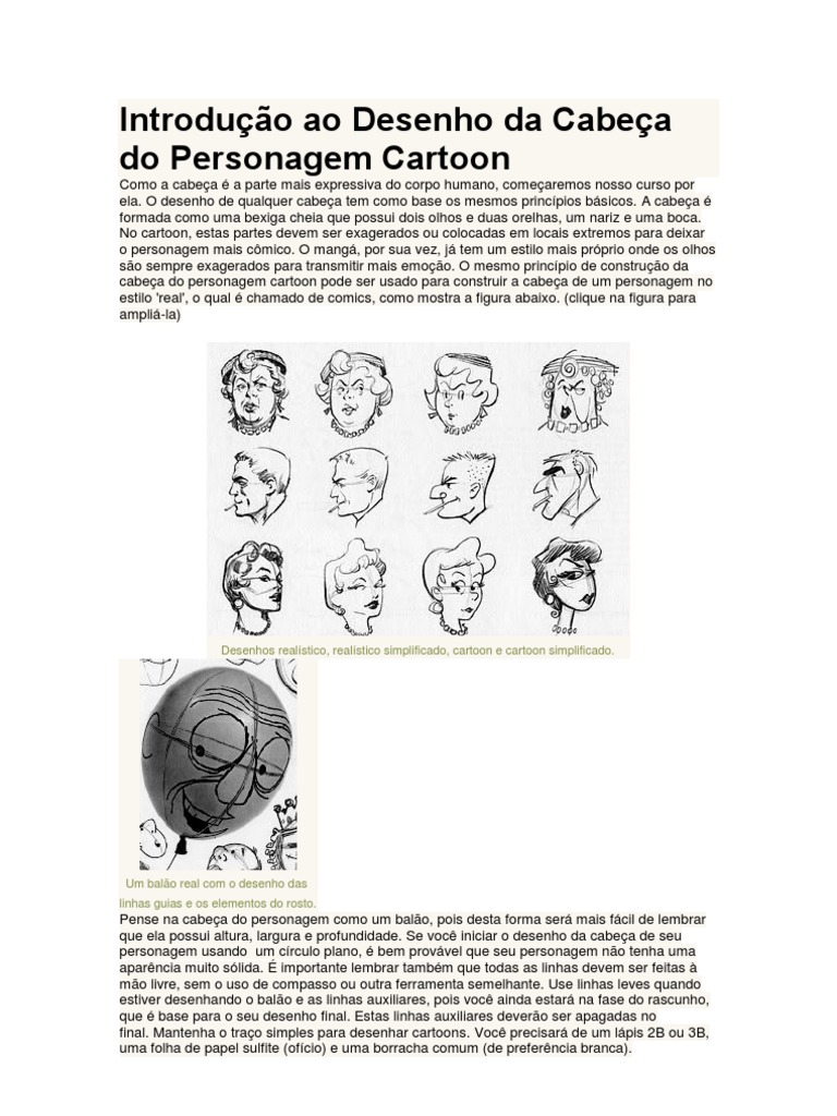 Desenho da Cabeça em Cartoon | PDF | Desenho | Olho