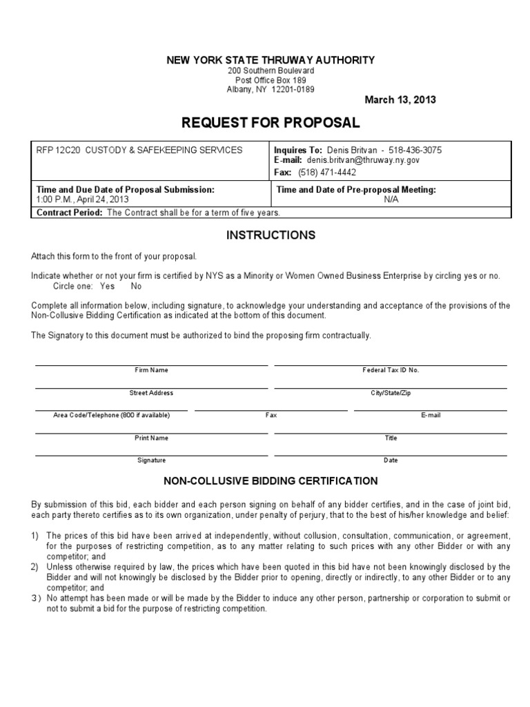 Thruway RFP | PDF | Indemnity | Insurance