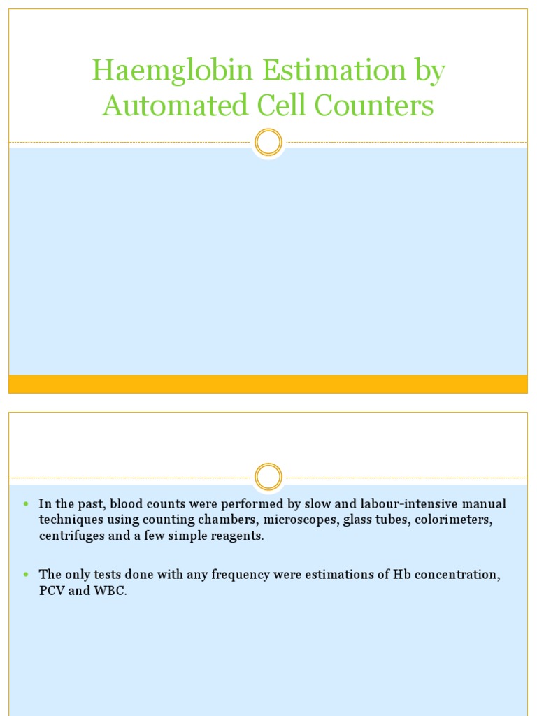 Automated Hemoglobin Estimation Techniques | PDF | White Blood Cell | Blood
