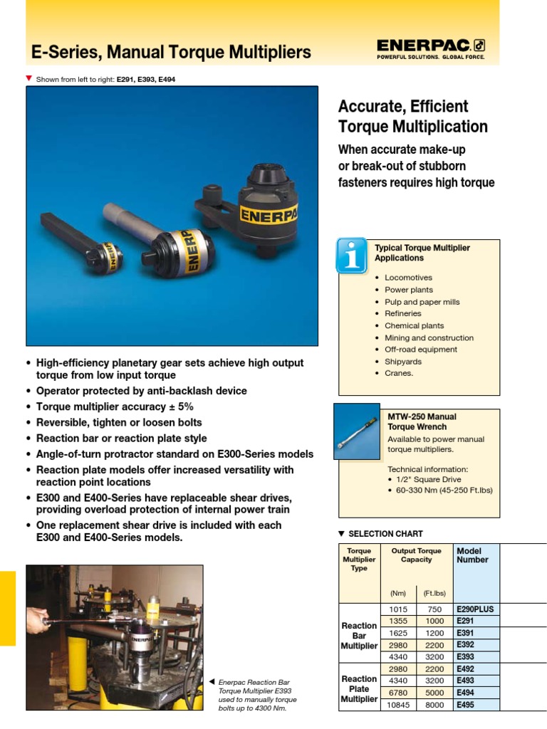 Enerpac Torque Multiplier Tools Mechanical Engineering