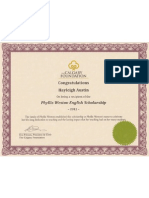 Phyllis Weston Scholarship Phyllis Weston Scholarship Certificate Rotated