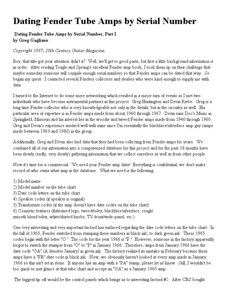 Fender Amp Date Serial Number dplasopa