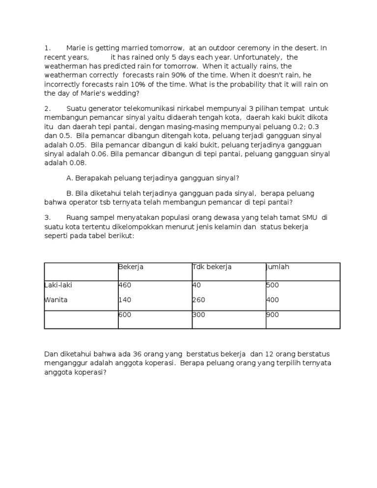 Soal Latihan Teorema Bayes