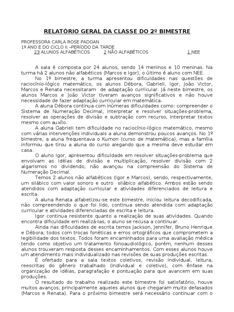 26+ Relatorio Individual Do Aluno Com Dificuldade Na Fala Image - Loja