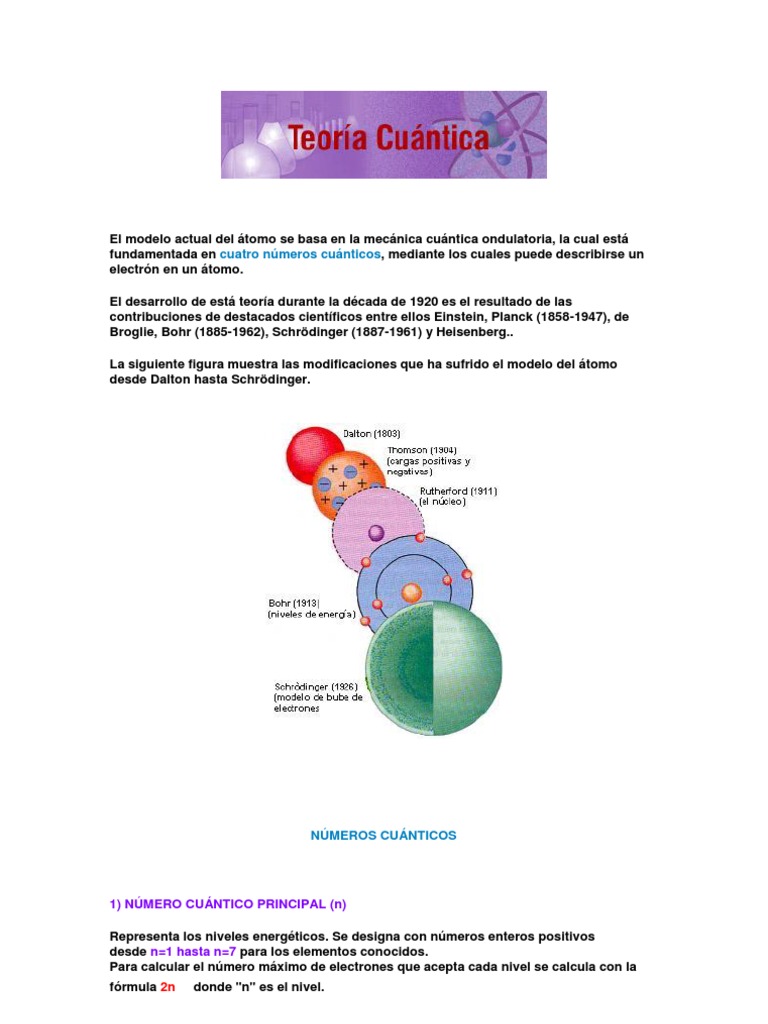 Teoría Cuántica | PDF | Configuración electronica | Química cuántica