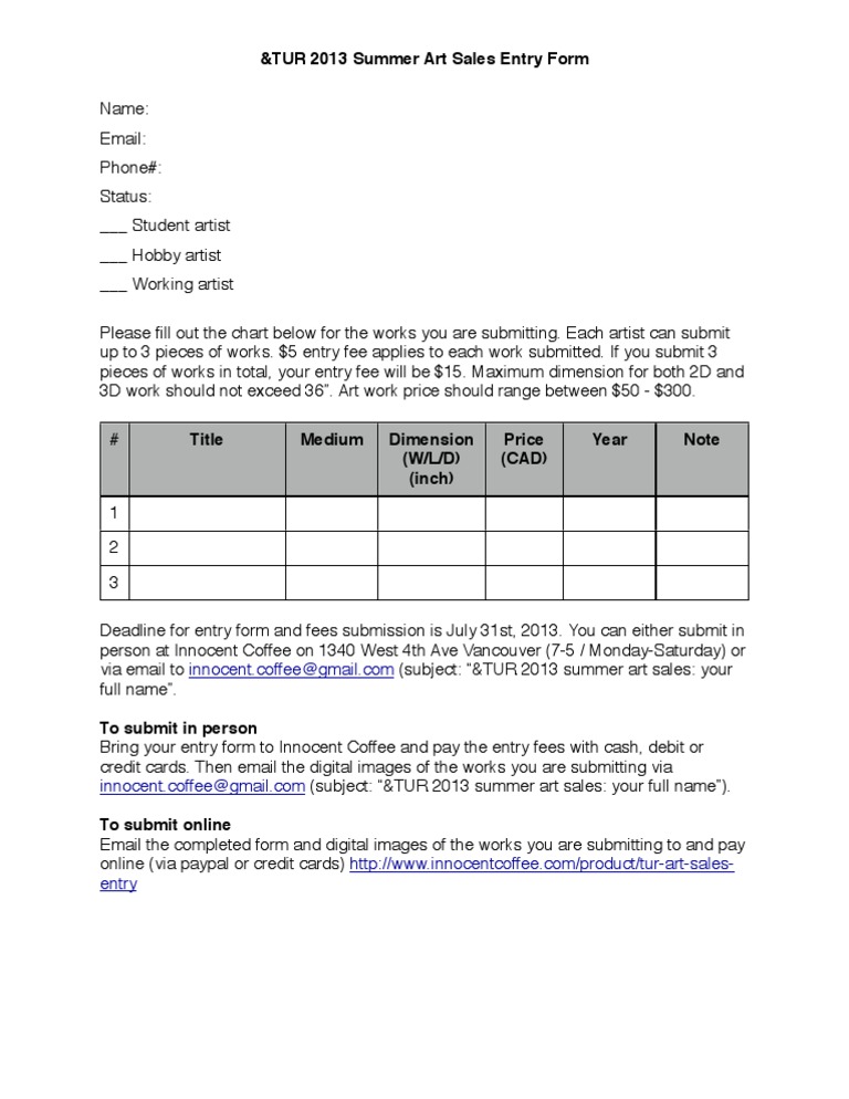 Art Submission for Artists | PDF
