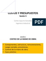 Costos y Presupuestos s5 - Costeo de Mano de Obra