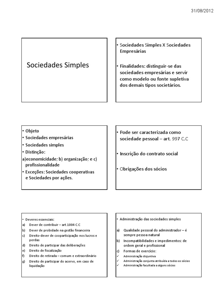 Sociedade Simples Slide [Modo de Compatibilidade] | Lei das Obrigações ...