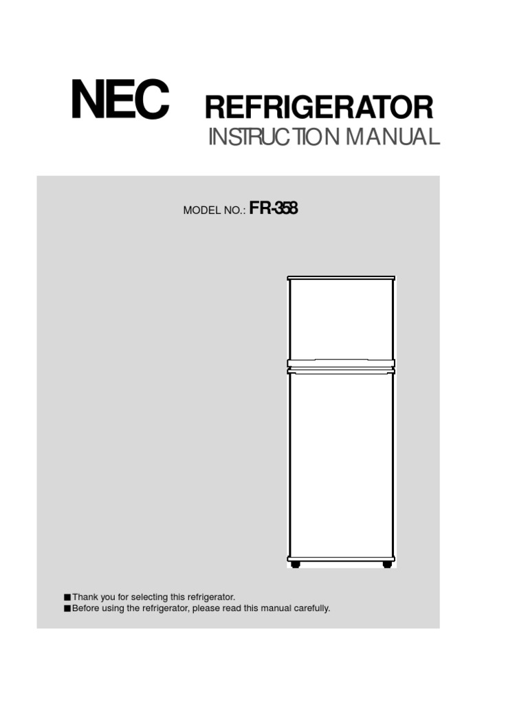 NEC FR358 Instruction Manual PDF Refrigerator Engineering Thermodynamics