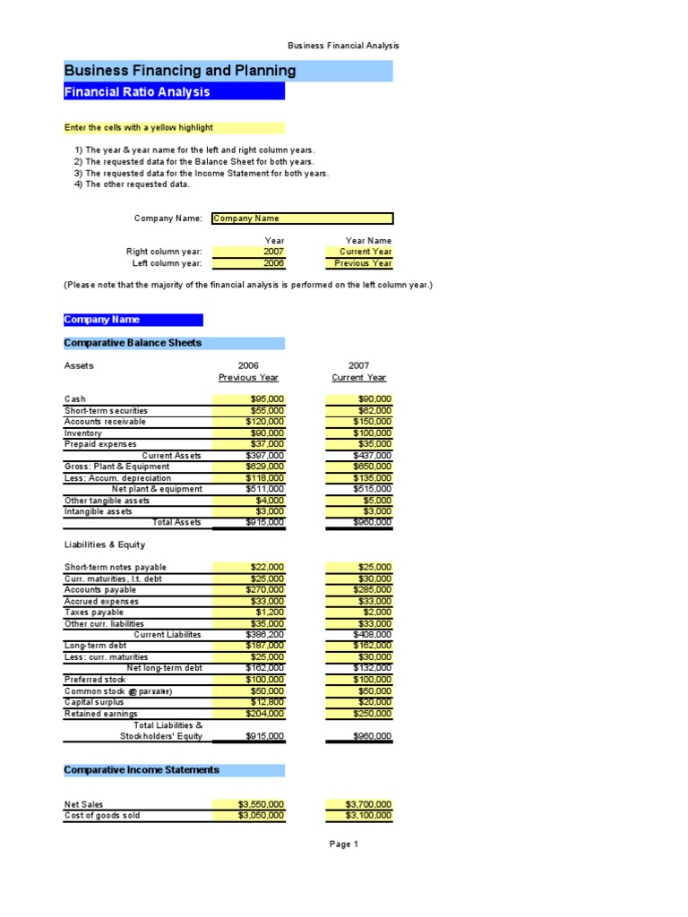 Business Financial Ratio Analysis Guide | PDF | Equity (Finance ...