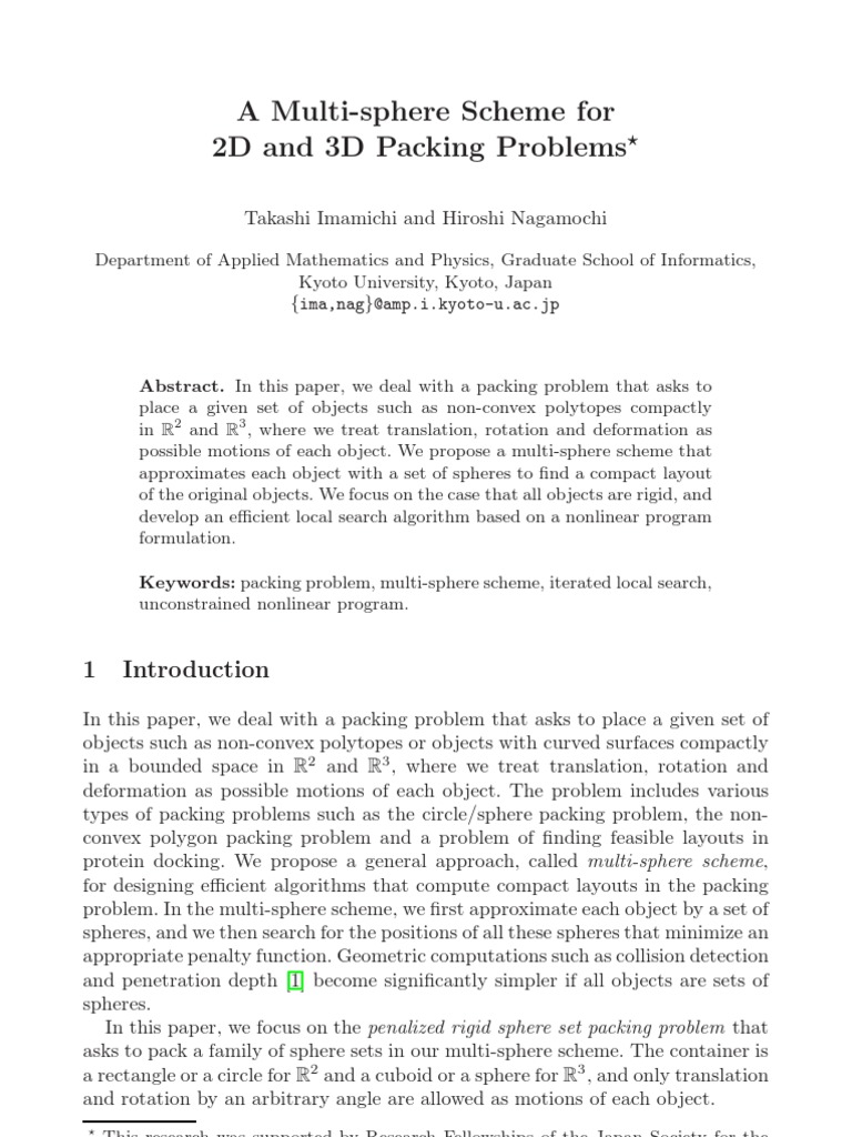 Multi-Sphere Scheme for Packing Problems | PDF | Nonlinear Programming ...
