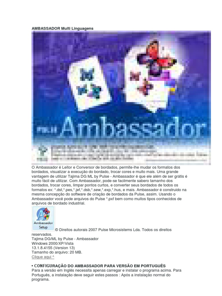 Ambassador: Conversão de Bordados Grátis | PDF