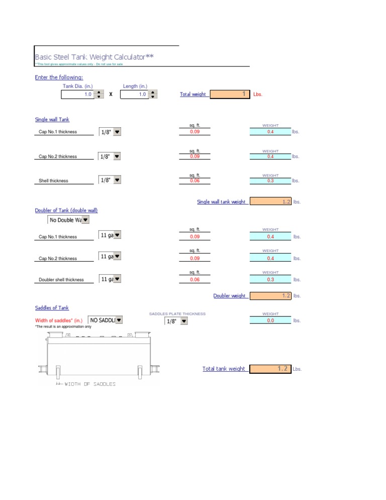 Tank Weight Calculator