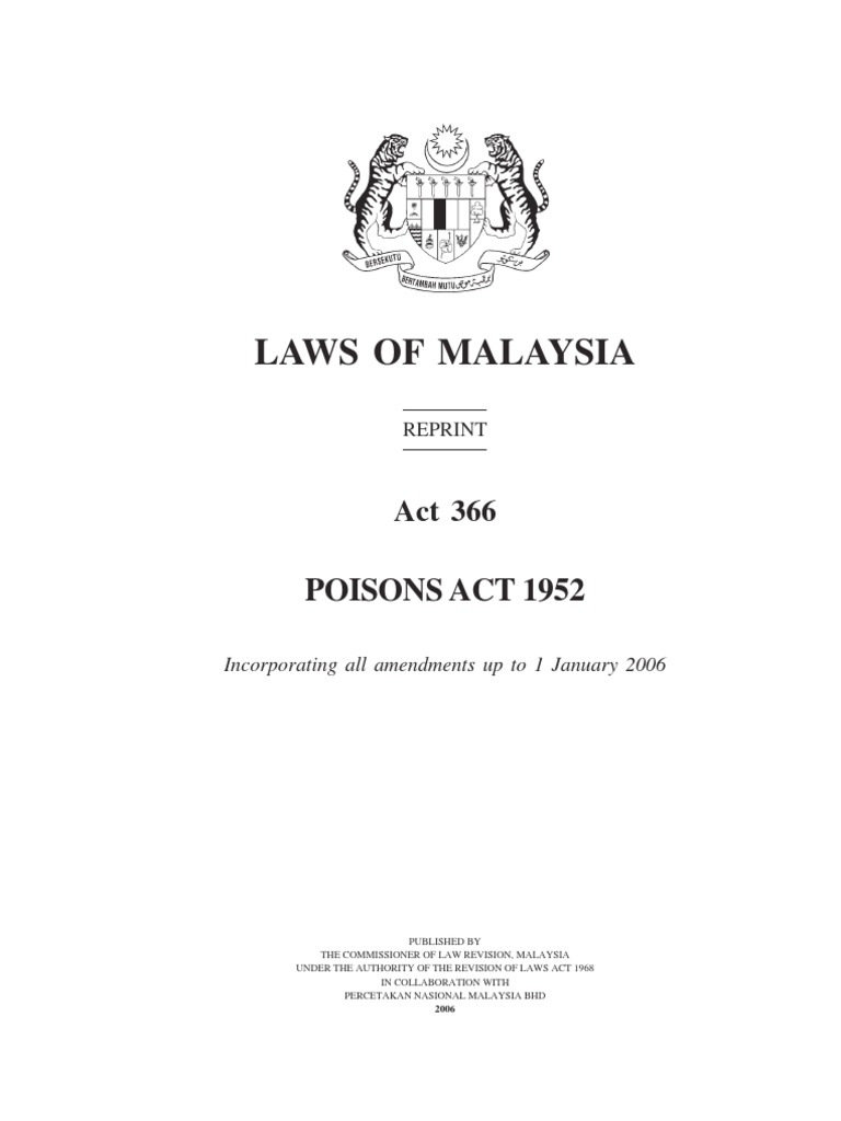 Act 366 Poison Act 1952 | Medical Prescription | License