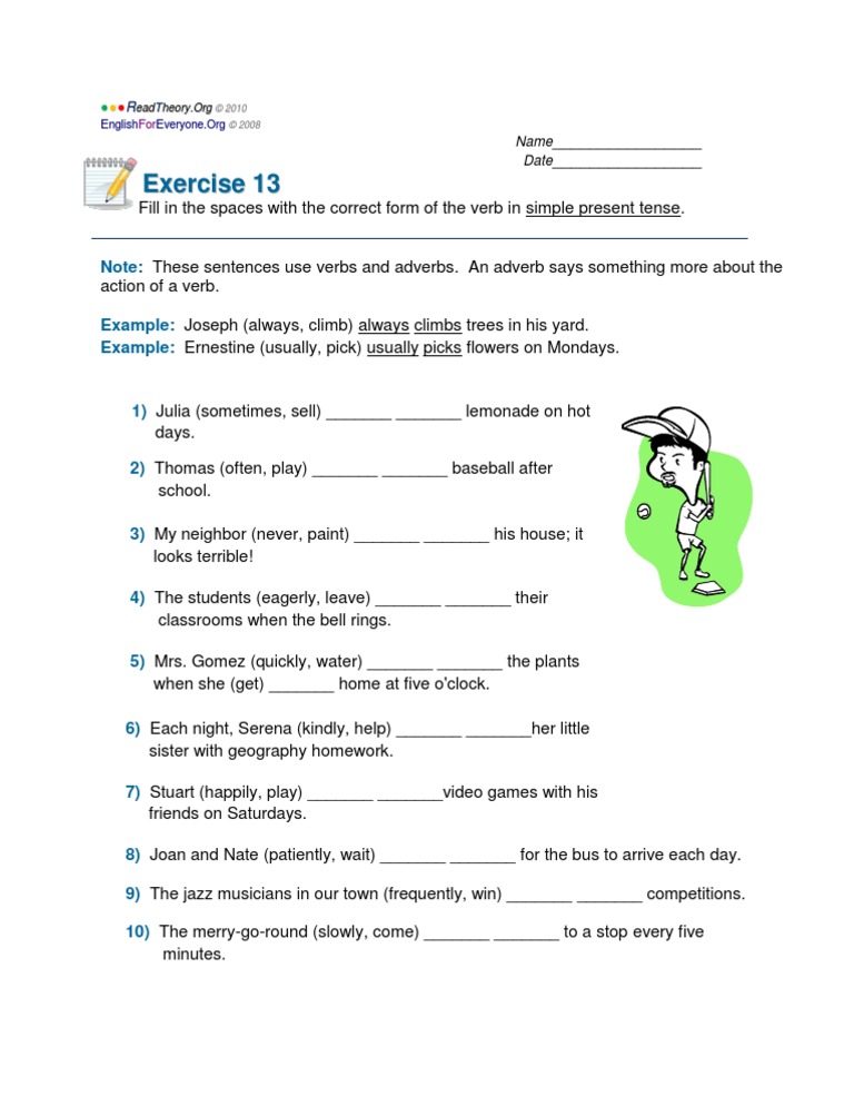 Present Tense Exercise 13